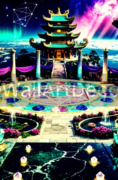 Fantasy Pagoda Digital Art Cosmic Temple Print Download