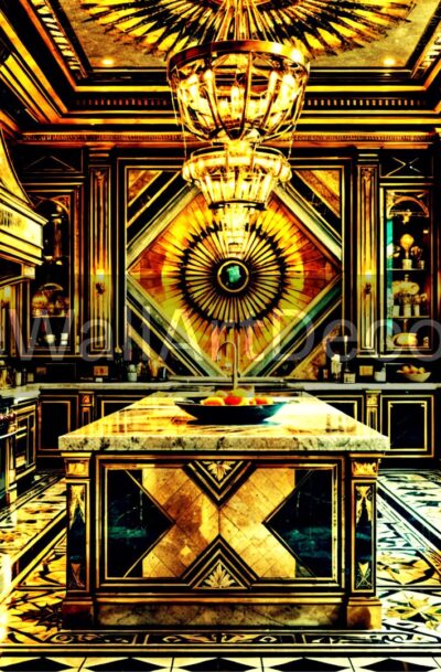 Luxurious Gold Kitchen | Art Deco Interior | Digital Download