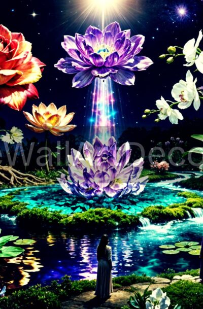 Mystical Flower Garden Digital Art Printable Download (1)