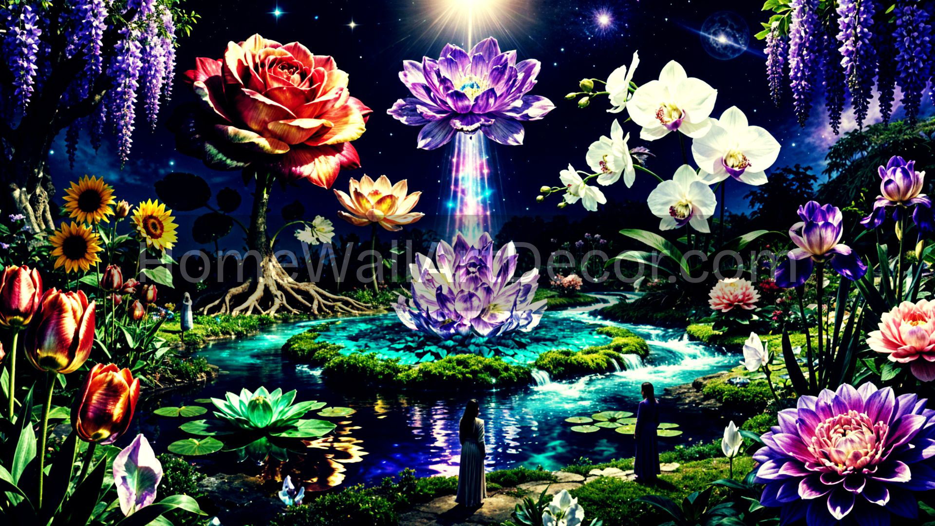 Mystical Flower Garden Digital Art | Printable