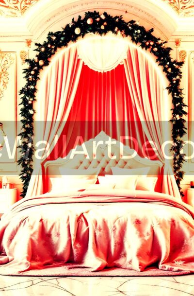 Pinkmas Christmas Bedroom | Digital Holiday Art by Pamela Arsena