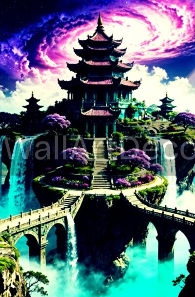 Ethereal Cosmic Temple Art | Fantasy Landscape | Digital Print