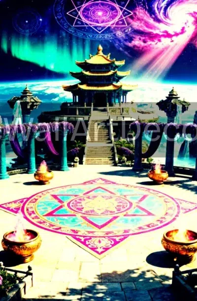 Spiritual Fantasy Wall Art | Cosmic Temple Print | Digital Download