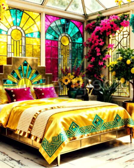 Whimsical Glass Interiors - Yellow Whimsical Glass Interior Bedroom with dichroic glass