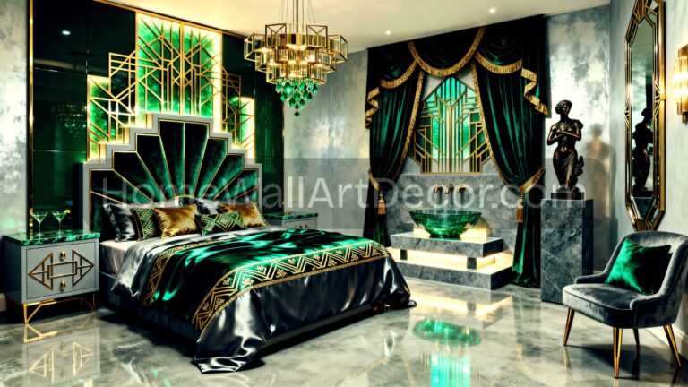 Beautiful Luxurious Emerald Green Dream Bedroom Design Ideas