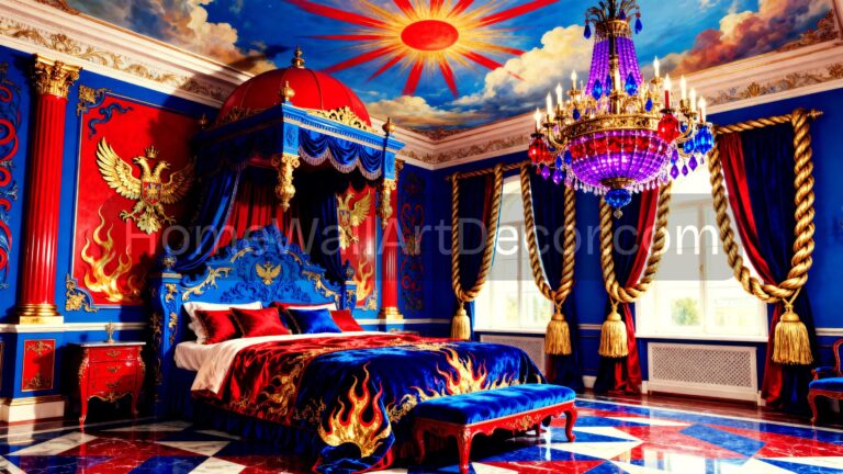 Bold Blue Red Bedroom Russian Rococo Interior Design Ideas