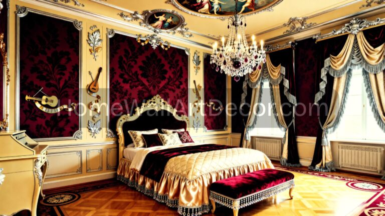 Classic Luxurious Red and Cream Dream Russian Rococo Bedroom Interior Design Idea