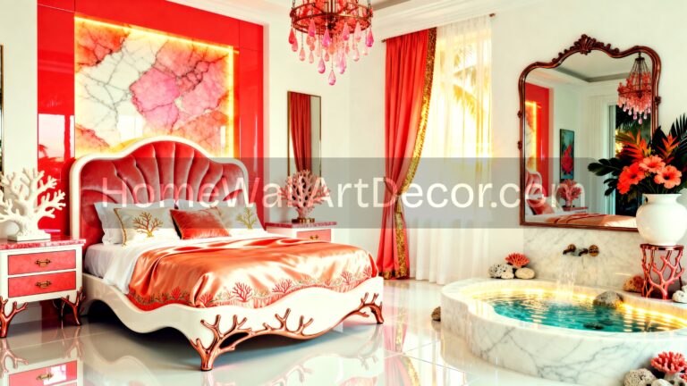 Coral Pink Energetic Dream Bedroom Interior Design Ideas