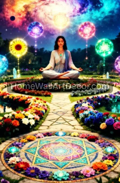 Cosmic Meditation Garden Art | Chakra Sanctuary Spiritual