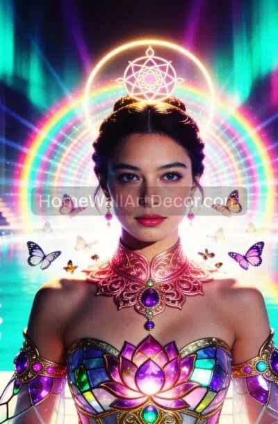 Sacred Divine Feminine Chakra Art | Celestial Garden Lotus Priestess