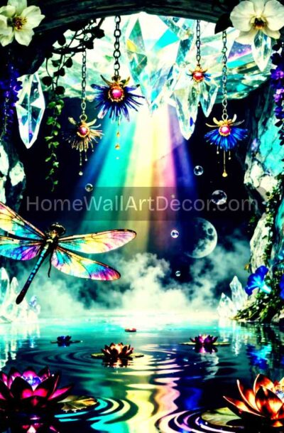 Enchanted Crystal Dragonfly Art | Fantasy Wall Decor | Download by Pamela Arsena