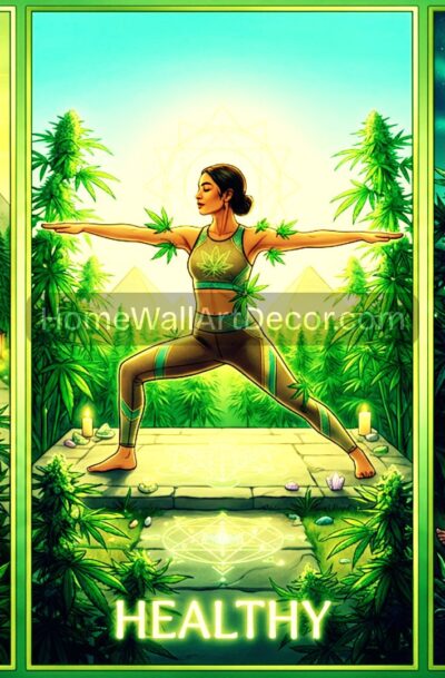 Enchanting Cannabis Digital Art Triptych Happy Healthy High Wellness Download