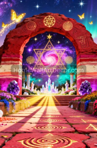 Enchanting Celestial Crystal City Art | Cosmic Portal Sedona Gateway | Digital Download