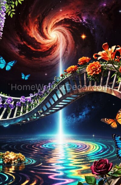 Enchanting Floral Cosmic Portal Art | Celestial Garden Pathway by Pamela Arsena