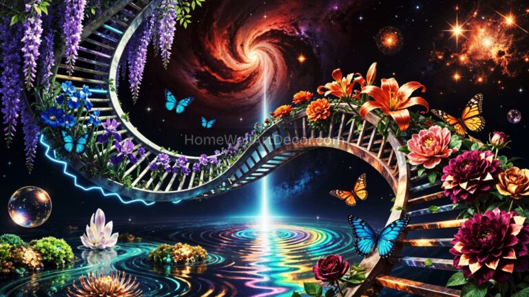 Enchanting Floral Cosmic Portal Art | Celestial Garden Pathway by Pamela Arsena