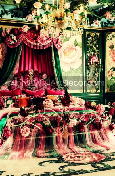Floral Russian Rococo Bedroom Art | Romantic Rose Fantasy Interior | Digital Download