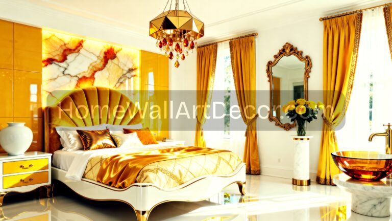 Golden Sunrise Bright Yellow Gold Dream Bedroom Design Ideas