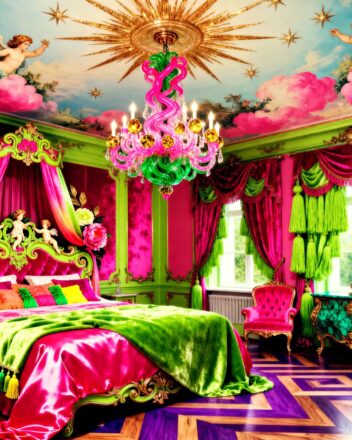 Green and Pink Bold Bright Russian Rococo Interior Design