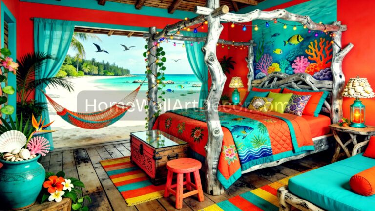 Indian Eclectic Interior Design - Colorful Bright Tropical Indian Bedroom Interior Design