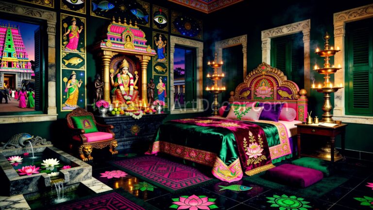 Indian Eclectic Interior Design - Lavish Dark Indian Maximalist Interior Design Idea