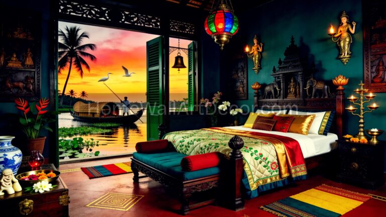 Indian Eclectic Interior Design - Opulent Moody Dark Romantic Indian Bedroom Interior design Idea