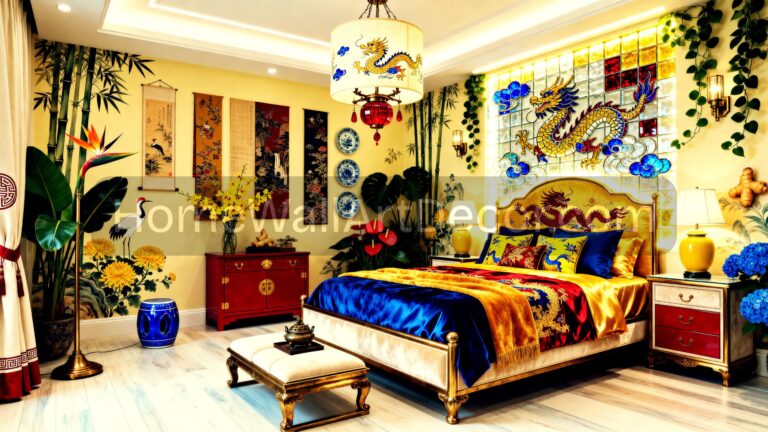 Luxurious Mosaic Yellow Bedroom a high-end Asian Fusion Interior Design Idea