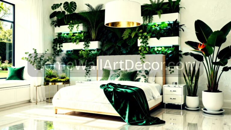 Luxurious White and Green Botanical Dream Bedroom Design Ideas