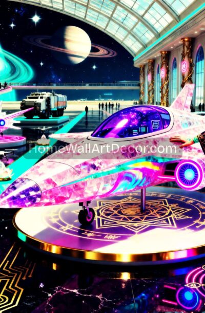 Mesmerizing Cosmic UFO Starship Art | Galactic Shaman Spaceport Vision | Digital Download