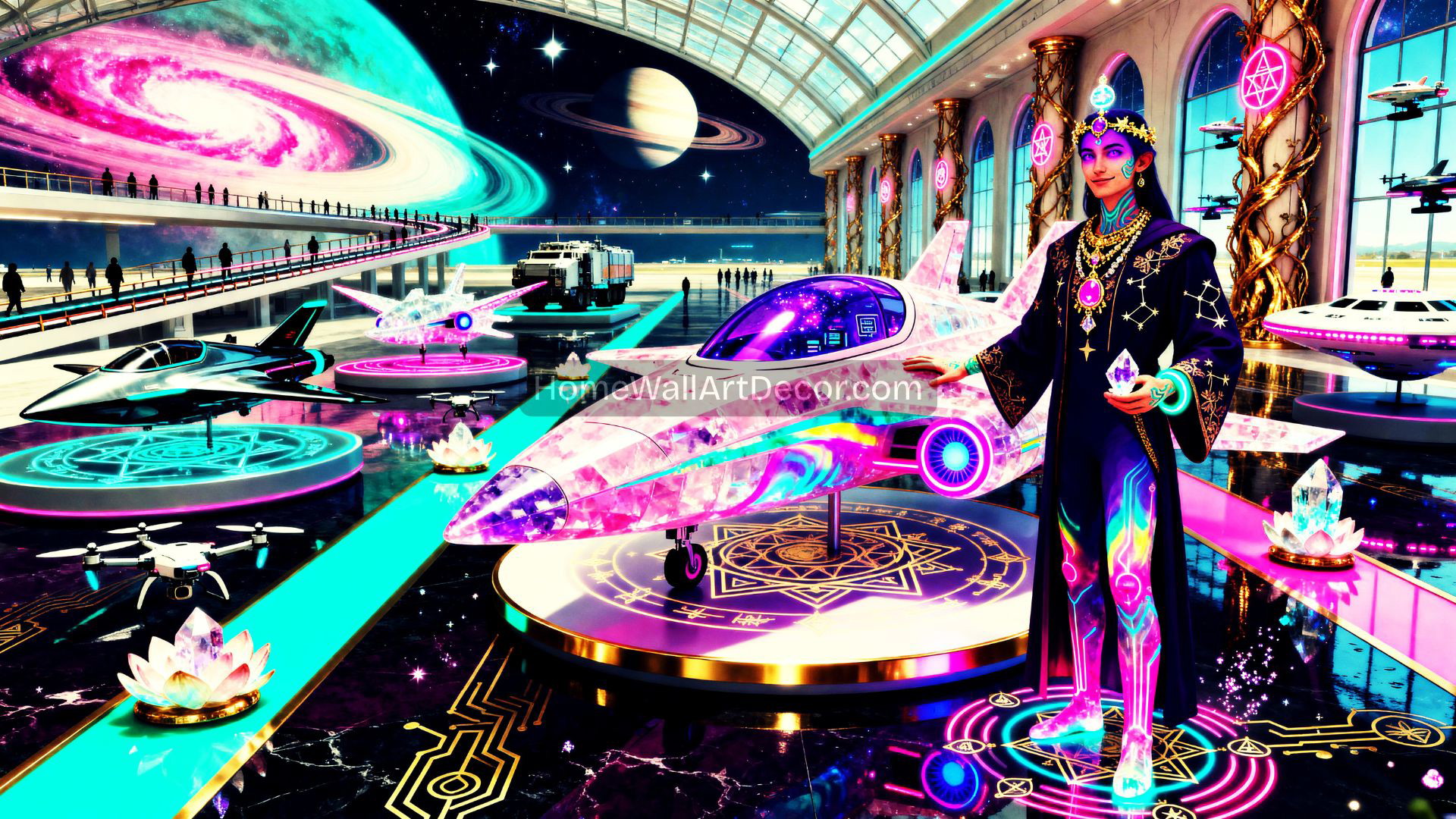 Mesmerizing Cosmic UFO Starship Art | Galactic Shaman Spaceport Vision