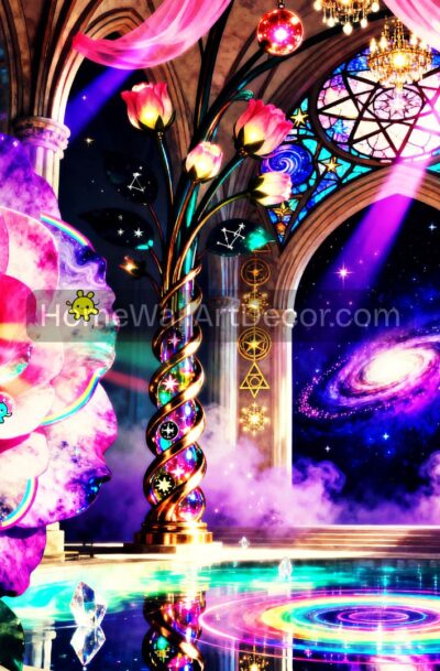 Mesmerizing Galactic Rose Temple Art Cosmic Cathedral Mystical Portal Download