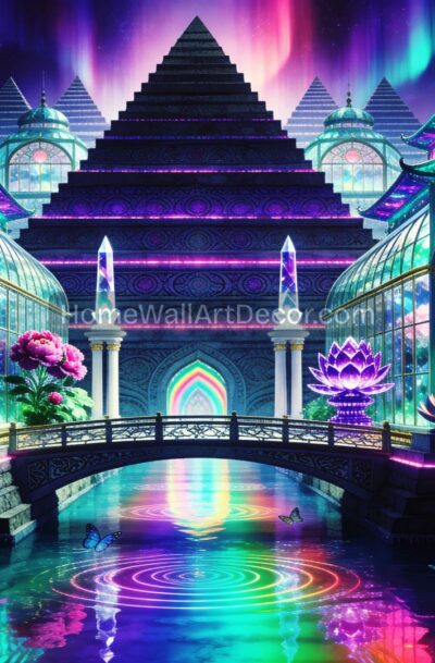 Mesmerizing Glass Pyramid Art | Cosmic Garden Dreamscape | Digital Download