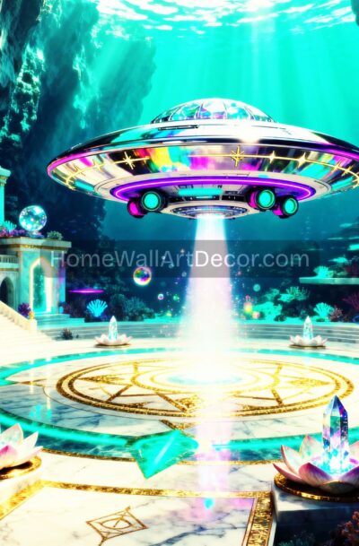 Mystical Lemurian Underwater Temple UFO Art | Galactic Shaman Convergence | Download