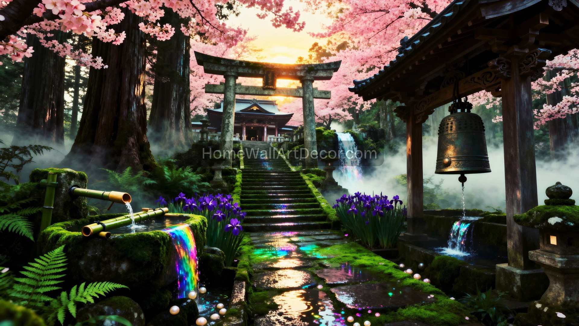 Magical Sakura Temple Garden Art | Sacred Japanese Zen Sanctuary