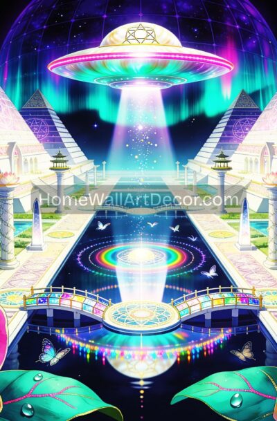Mystical UFO Cosmic Disclosure Art | Pyramid Spiritual Sanctuary | Digital Download