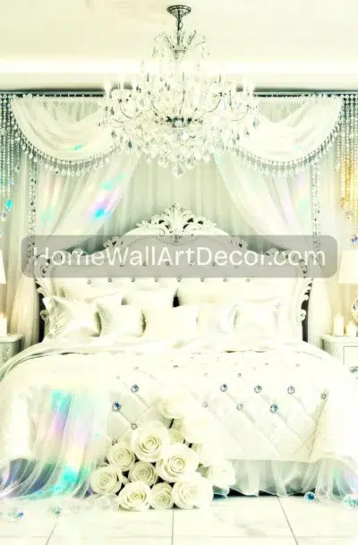 White Luxury Bedroom Art | Crystal Glamour | Digital Download
