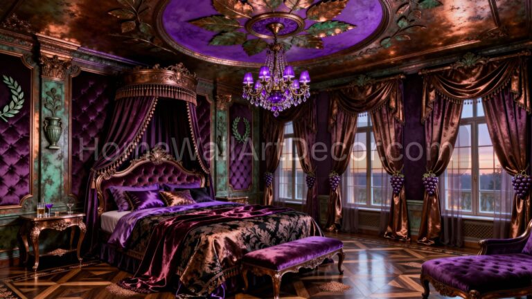 Royal Luxurious Purple Bedroom - Russian Rococo Interior design