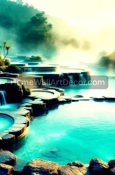 Stunning Tranquil Hot Springs Paradise | Mystical Nature Art | Digital Download