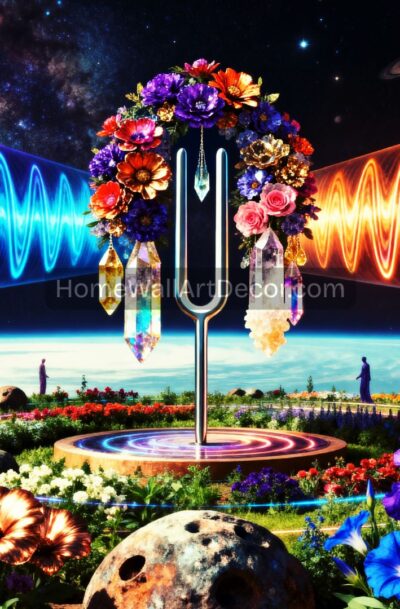 Transcendent Cosmic Tuning Fork Art Vibrational Healing Garden Digital Download
