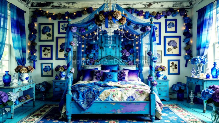 Azure Hydrangea Haven Floral Bedroom Decor Inspiration