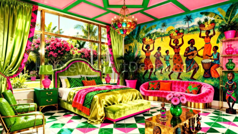 Bright Green Energetic Afrohemian Interior Design Ideas