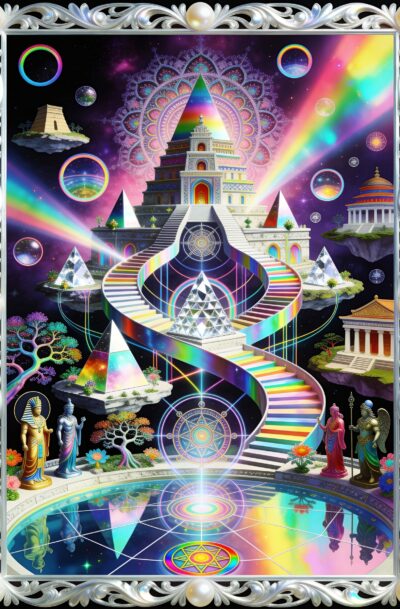 Celestial Rainbow Pyramid Temple Art Divine Chakra Pathway Sanctuary Digital Download (1)