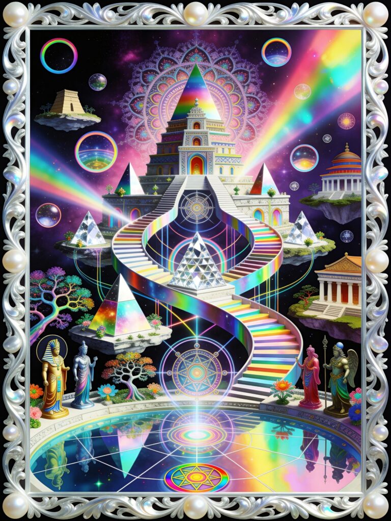 Celestial Rainbow Pyramid Temple Art Divine Chakra Pathway Sanctuary Digital Download (1)