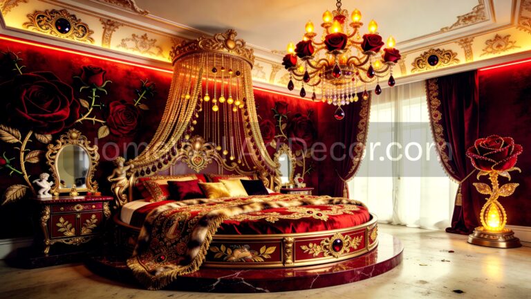 Luxurious Red Gold Dream Romantic Bedroom Ideas