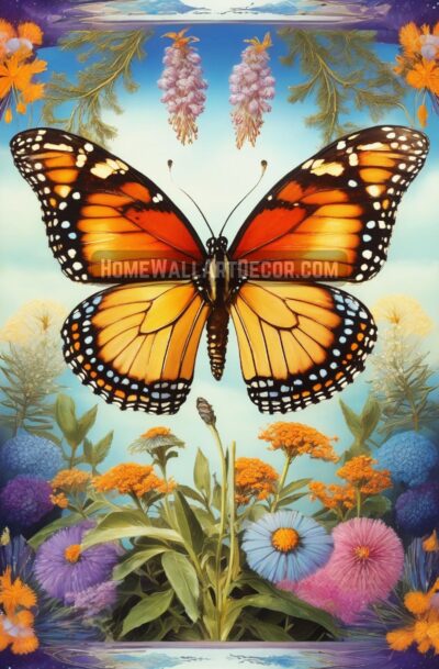 Enchanting Monarch Butterfly Digital Art Cosmic Garden Transformation Instant Download