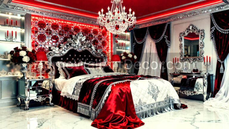 Glam Luxurious Red Black & Metallic Silver Dream Romantic Bedroom Ideas