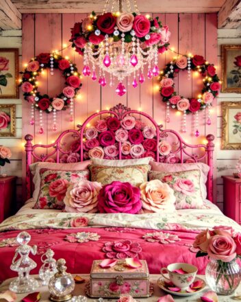 Glam Pink Floral Bliss - Luxurous Dream Floral Bedroom Ideas
