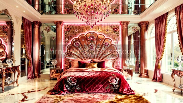 Glamorous Feminine Rose Gold Dream Neo Deco Bedroom Interior Design Idea