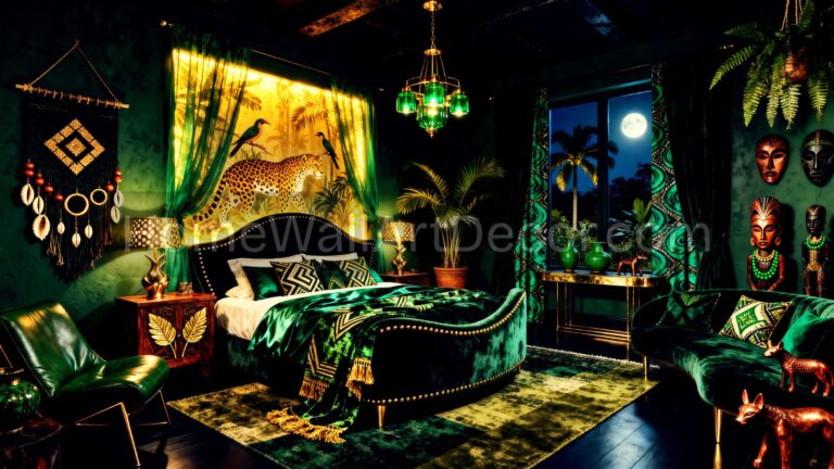 Jewel Tone Emerald Green Afrohemian Bedroom Afrohemian Interior design ideas