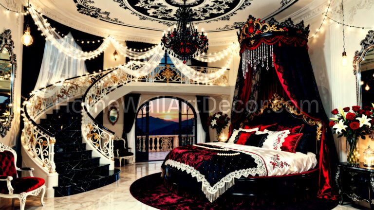 Luxurious Sophisticated Dream Romantic Bedroom Idea with Spiral Staircase