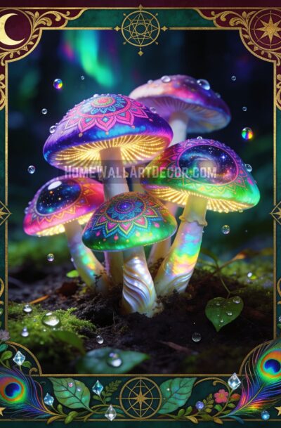 Mystical Sacred Mushroom Art | Rainbow Galaxy Plant Medicine Portal | Digital Download